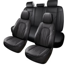 Nappa Leather Car Seat Covers Set Full Cushion Interior Protector Fit Most Car