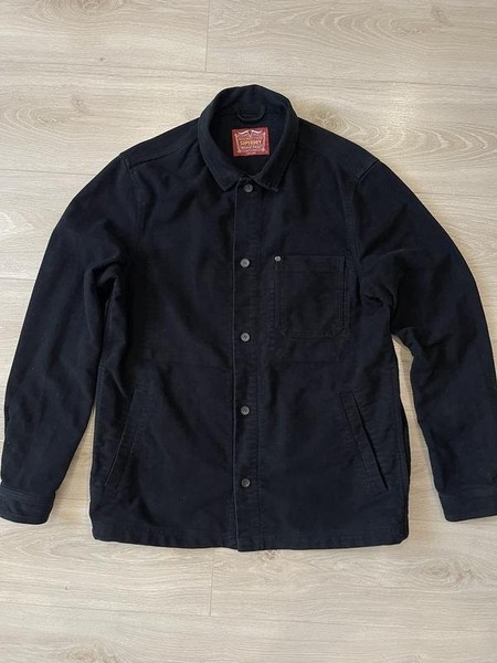 Men Superdry Shirt Black Cotton M