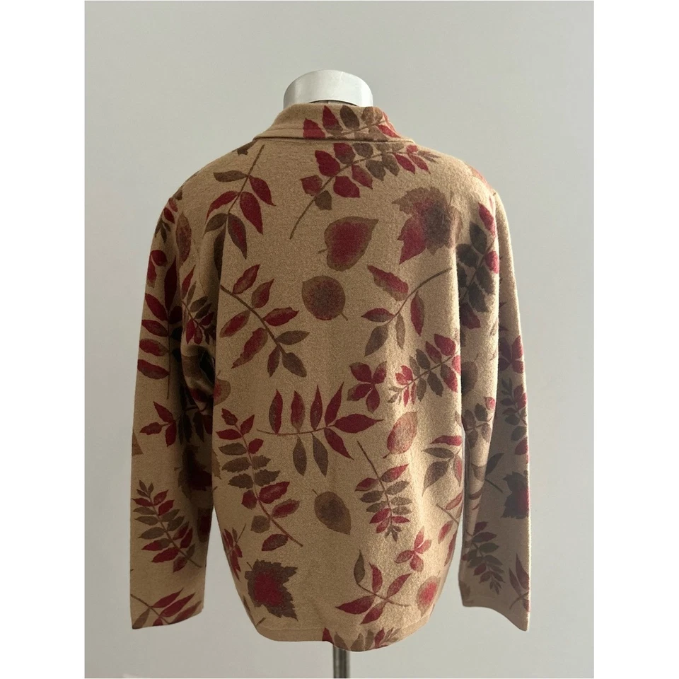 Vintage Pendleton 100% merino wool cardigan women petite M leaf print sweater - Image 2 of 4