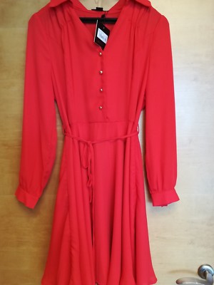 Debenhams red orange rust shirt dress knee length size 10 RRP