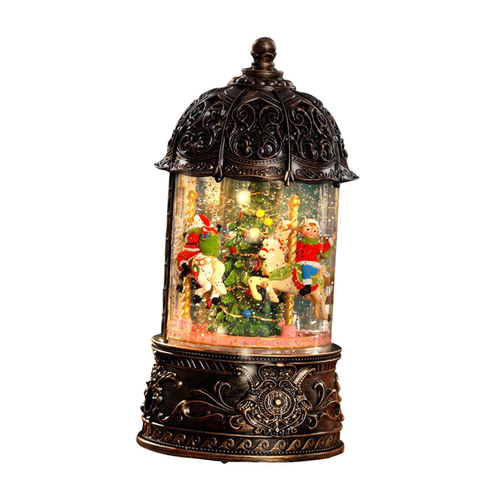 Christmas Snow Globes Musical Box with Musical and Lights Carousel Snow