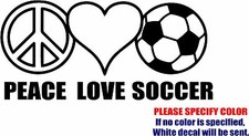 Vinyl Decal Sticker - Peace Love Soccer Car Truck Bumper Window Wall JDM Fun 7"