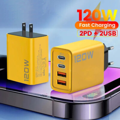 For iPhone 16 15 14 13 12 120W Fast Charger Block USB Type C Wall Power Adapter