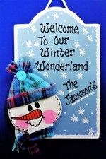 Personalize Name SNOWMAN Winter Wonderland SIGN Wall Door Hanging Hanger Plaque