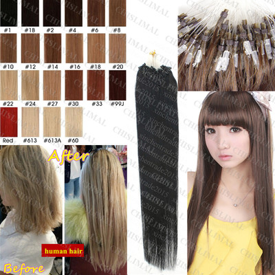 8A Remy Human Hair Extensions 50/100S 100% Loop Micro Ring Silicone Beads Hair