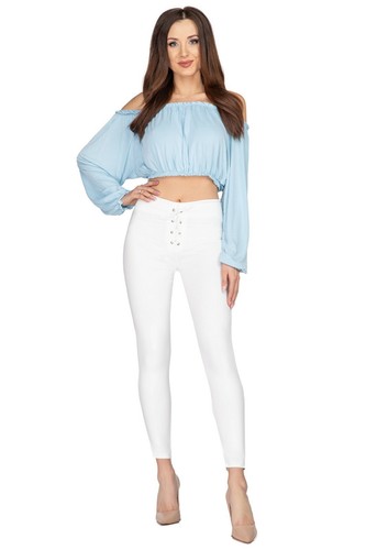Ladies High Waisted Cotton Leggings Drawstring Full Length Stretchy Pants FS323 - Picture 2 of 13
