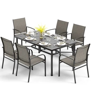 7 Piece Patio Dining Set Outdoor  Furniture Set with Rectangular Table
