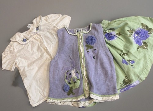 Hartstrings Vintage Outfit Sweater Vest Skirt Top Set Bunny Rabbit Easter 5 6