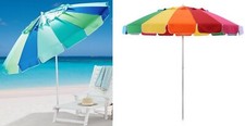 8 ft Multi Color Rainbow Blue Green Beach Umbrella Shade Patio Table Carry Bag