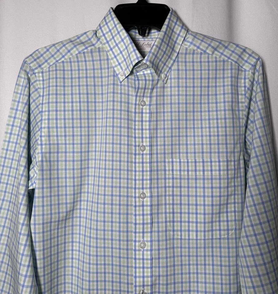 Roundtree Yorke Gold Label Men Shirt 14 1/2 32 Slim Button Non Iron Long Sleeve - Image 2 of 4