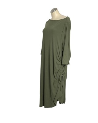 green emerald velvet dress Sunshine Eternity Asymmetric Neckline Ruffle Maxi Dress Olive main image 1