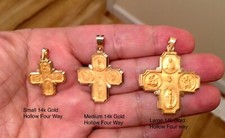 14K Large Gold 4 Four Way Pendant Medal St Christopher Miraculous Joseph Hollow