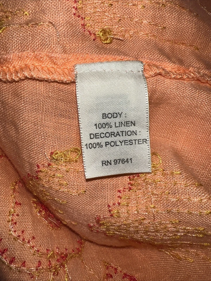 Tops para mujer Jill talla mediana naranja lino floral bolsillos bordados  Foto 2 de 4