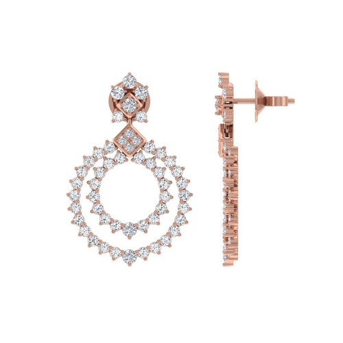 4.00 Ct Lab Grown CVD Diamond Dangle Earrings Thanksgiving Gift 18k Rose Gold - Picture 3 of 6