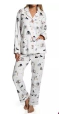 PJ Salvage Dog and Wine Print Cotton Flannel Pajamas NWOT