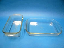 Vintage Clear Corning New York 213-R Meatloaf & 232-R Casserole Pans - Used