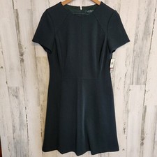 Ralph Lauren Size 12 Womens Green Lined Short Sleeve A Line Dress NWT