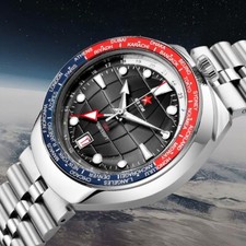 RED STAR 42mm Mineral Glass New BullHead Double Domed Automatic Mechanical Watch