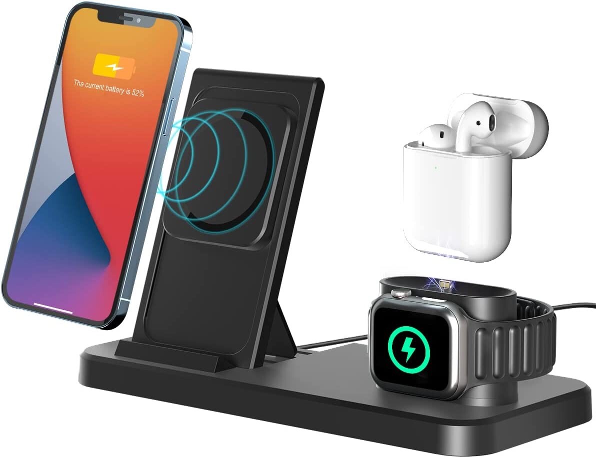 Wireless Charger Charging Station 3In1 For Apple Watch Air Pods iPhone 14 13 12-image
