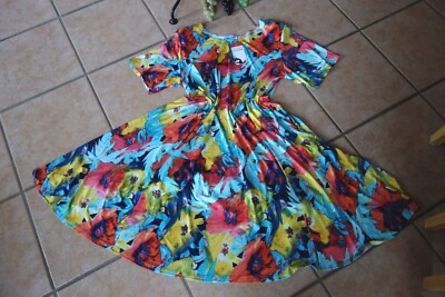MAGNA Sommer Kleid 56 58 NEU bunt Blumen floral Stretch A-Linie LAGENLOOK 