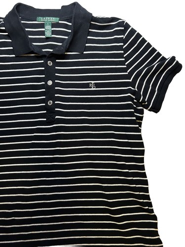 LAUREN RALPH LAUREN - Women’s Large - Short Sleeve - Striped - Polo - Golf Shirt - Picture 4 of 18