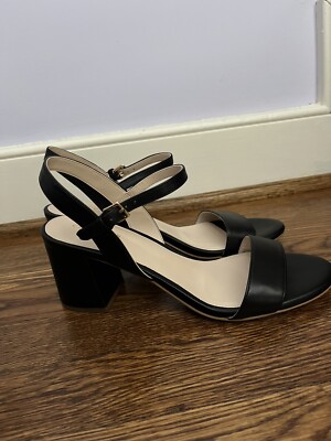 Cole Haan Josie Block Heel Sandal Black Leather Size Brand