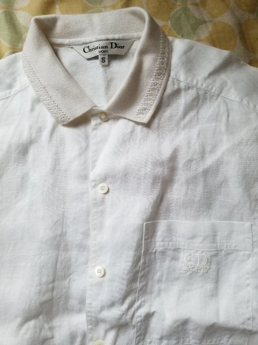 Christian Dior Sports Size S White Long Sleeve Shirt Linen Authentic I55577