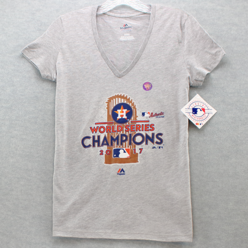 NEW Houston Astros Majestic Women's 2017 World Series Champs Locker Room T-Shirt - Picture 1 of 7
