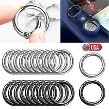 5× Metal Spring 1" O Rings Clip Keychain Round Carabiner Clips Snap Hook Keyring