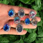 Multi Stone & Mix Gemstone 925 Sterling Silver Plated Wholesale Ring Lot 10pcs