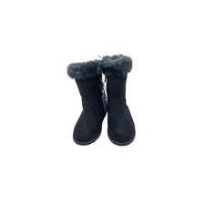 Cat  Jack Girls Shoes Black Faux Suede Faux Fur Lined Slip on Boots SIZE 6