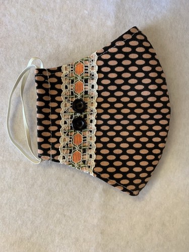 Handmade Face Mask With Lace & Buttons, Ooak, Classy, Elegant, Formal, Shabby - Picture 4 of 6