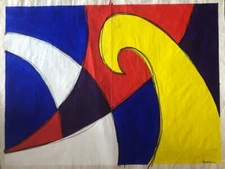 Original signed painting. Mixed on paper. 29 ½ x 39 inches.