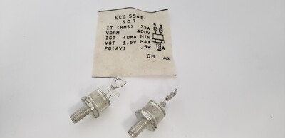 PHILIPS ECG5545 SILICON RECTIFIER CONTROLLED STUD, 35A, 400V, LOT OF 2, NNB