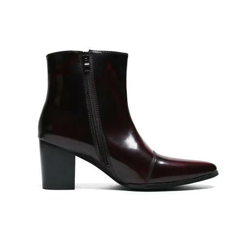 Men British High Heel Pointy Toe Leather Out Door Mid-Calf Fashion Boots 3 Color - Bild 9 von 14