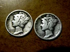 Two Nice Better Date Problem FREE 1928-D and 1928-S Mercury Silver Dimes O1