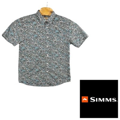Simms Fishing Hawaiian Shirt Mens Medium Button Up Gorpcore Outdoors Camping