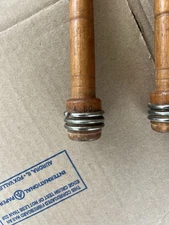 Lot of 2 Vintage Industrial Wood Spools Bobbins Spindles Quills