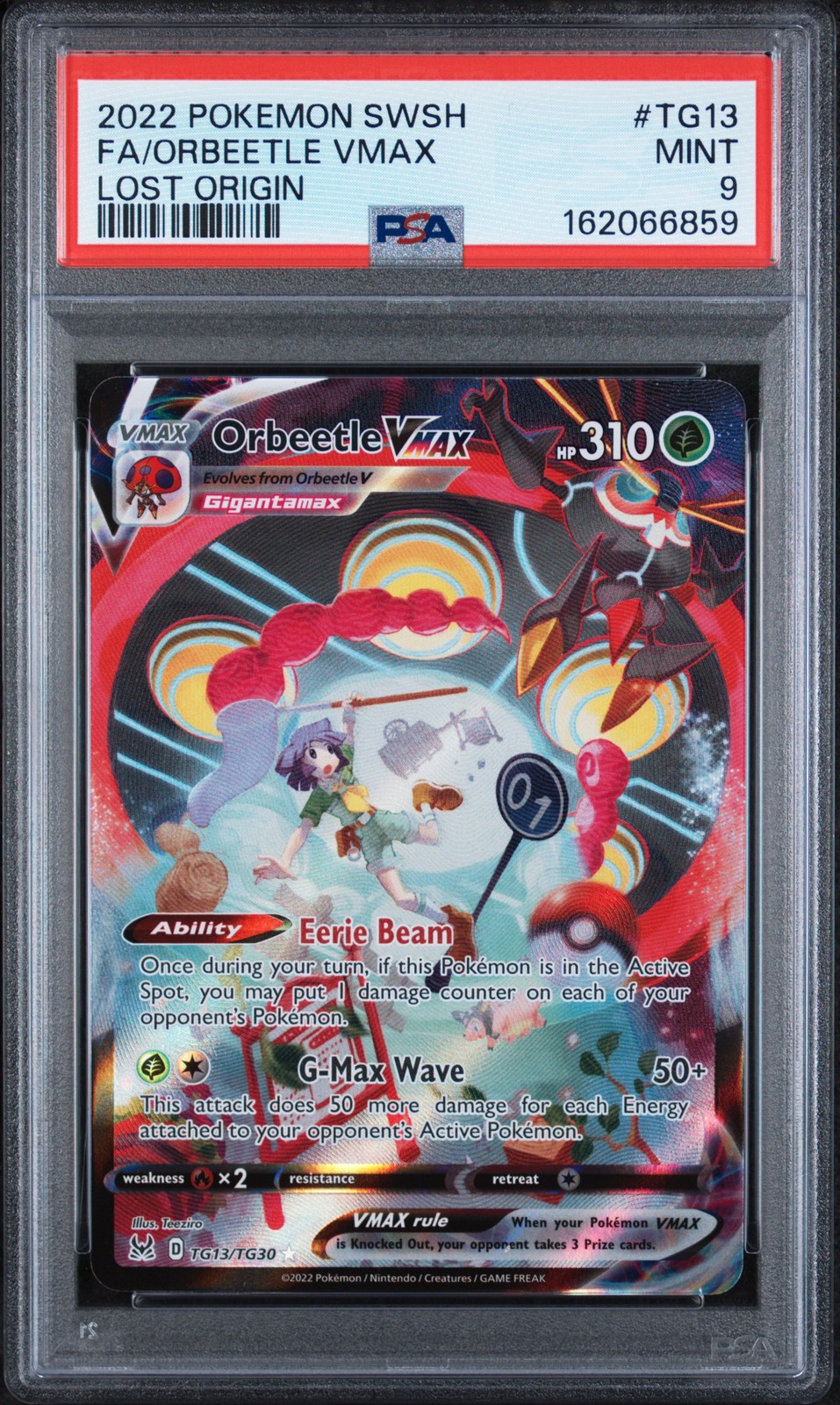2022 POKEMON SWORD & SHIELD LOST ORIGIN #TG13 FULL ART/ORBEETLE VMAX PSA 9