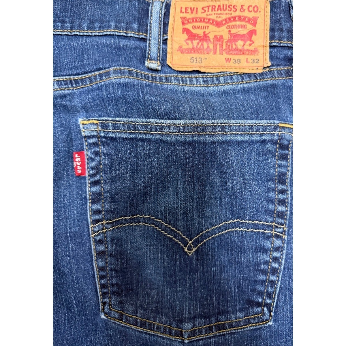 Levi 513 Mens Jeans Dark Wash Straight Fit Size 38x32 View 3