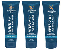 3 Australian Gold Men's 2-in-1 Face Body Wash - Coastal Breeze, 8.5 fl oz