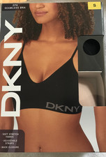 DKNY Adult Womens Seamless Bra Size Small 2 pack Black  Beige NEW