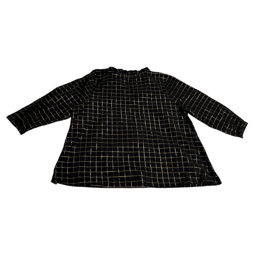 Crown & Ivy Curvy Blouse Womens Plus Size 3X Black w Gold Stripes Top - Picture 2 of 11