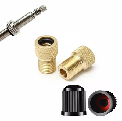 MARKENLOS Fahrrad-Ventil Adapter Set 2 Presta-Schrader-Adapter + 2 Kappen 4er Set