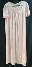 Vintage Lorraine Nylon Satin  Lace Long Pink Maxi Nightgown Size 2X Pristine 