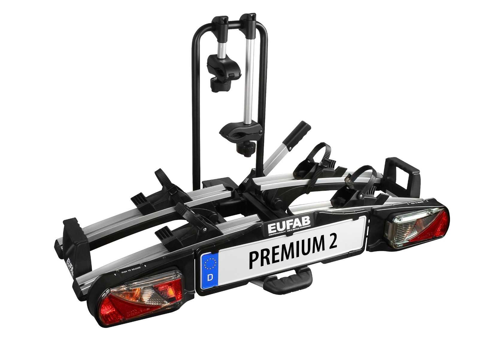 EUFAB 11521 Fahrradträger PREMIUM 2 II für 2 Räder, abschließbar, schwarz silber