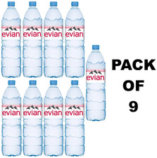 Image of Evian Water Bottle Still Natural Drinking Mineral Water 1.5L Bottle (Pack of 9)