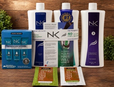 NK Professional Care Keratin Hair Straightener Kit 950ml + Repair Ampoules