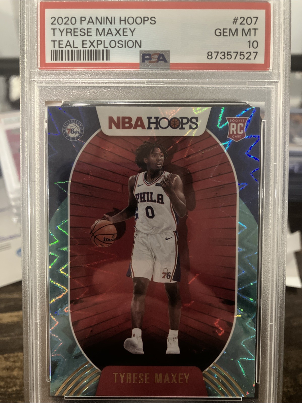 2020-21 Panini NBA Hoops - Tyrese Maxey #207 Teal Explosion (RC) PSA 10