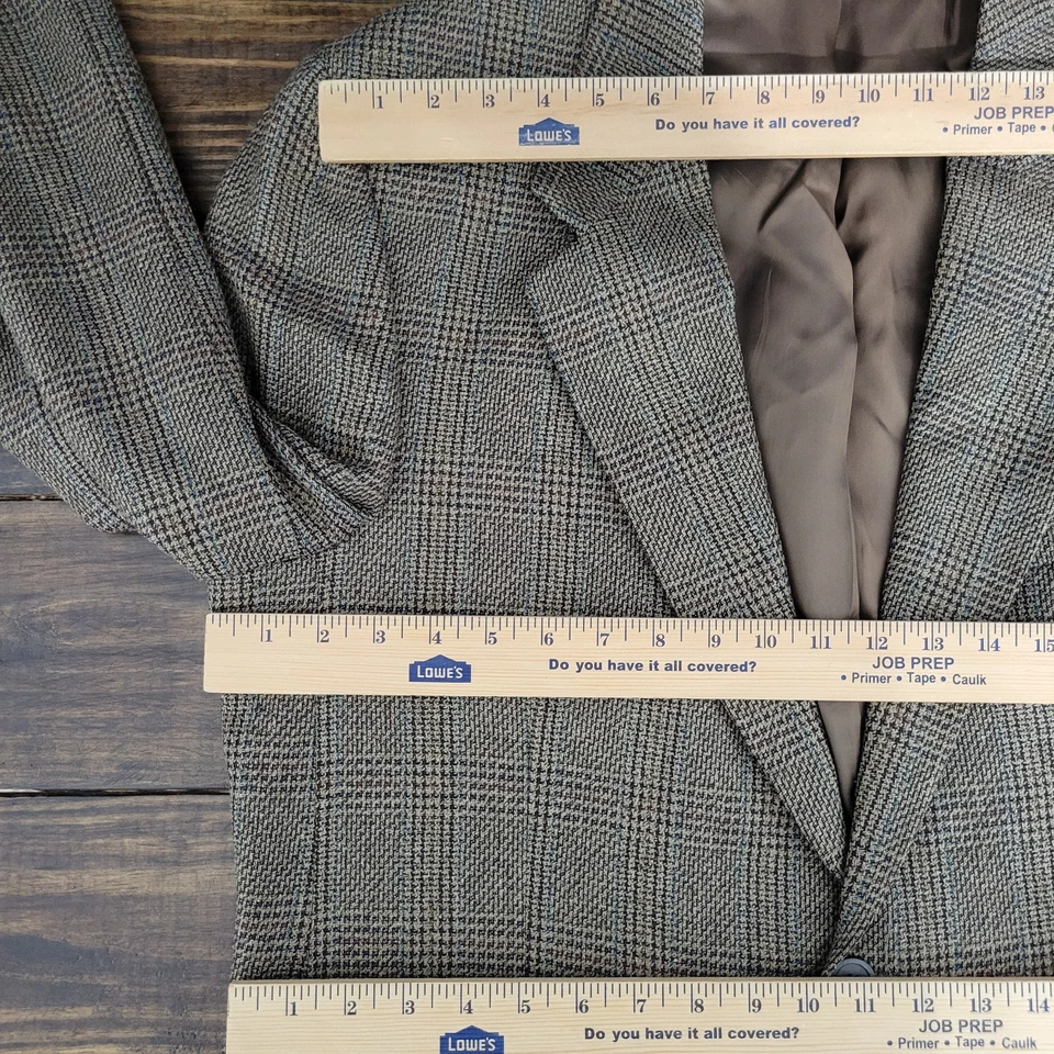 Abrigo deportivo Brandini Le Collezioni para hombre dos botones marrón a cuadros seda lana talla 44L Foto 2 de 4